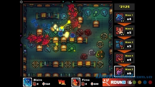 Cử nhiều đợt quái vật xông pha tấn công trong game tháp phòng thủ Fire With Fire Tower Attack and Defense cho PC