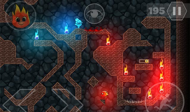 Điều khiển chàng trai lửa và cô gái nước di chuyển trong mê cung