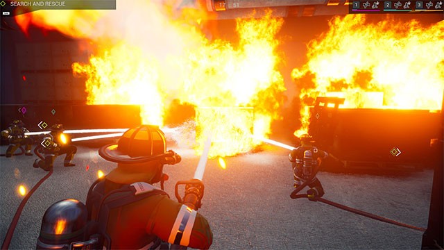 Hoàn thành nhiệm vụ dập đám cháy và cứu người trong Firefighting Simulator - The Squad