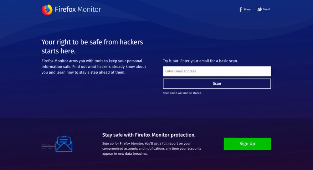 Nhập email vào Firefox Monitor