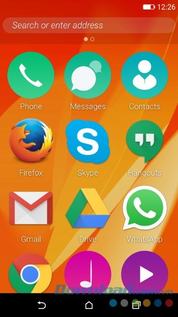 Màn hình chủ sau khi cài đặt Firefox OS 2.5 Developer Preview