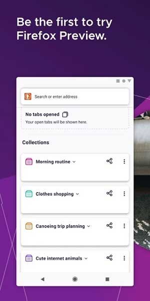 Firefox Preview có thiết kế đơn giản, nổi bật