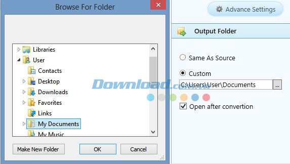 Chọn thư mục lưu với First PDF