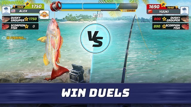 Giành chiến thắng trong các cuộc thi câu cá trong game Fishing Clash