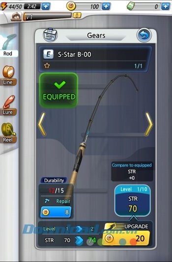 Khu vực nâng cấp trang bị trong game Fishing Fishing: Set The Hook!