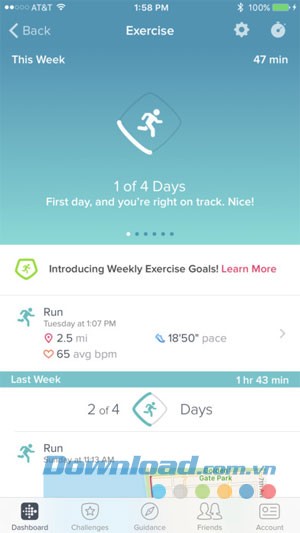 Fitbit cho iOS theo dõi tập luyện
