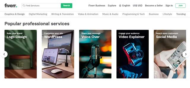 Fiverr là một nền tảng việc làm cho các web freelancer