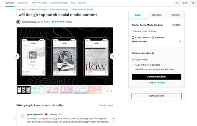 Khi tạo Gig, người bán có thể chọn giá khởi điểm