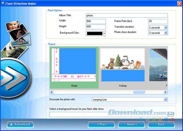 Giao diện chính của Flash Slideshow Maker