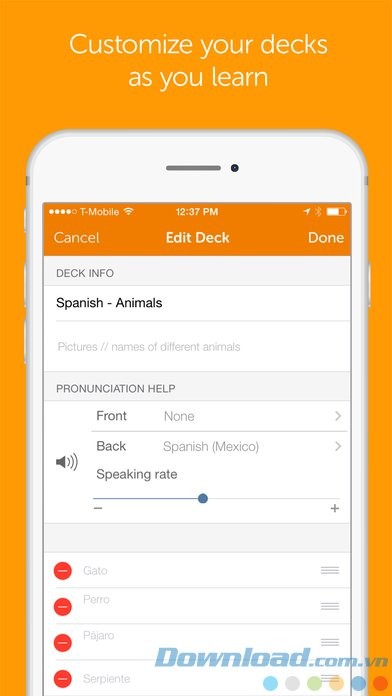 Tùy biến nhóm flashcard
