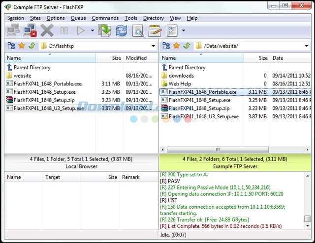 Giao diện chính của FlashFXP