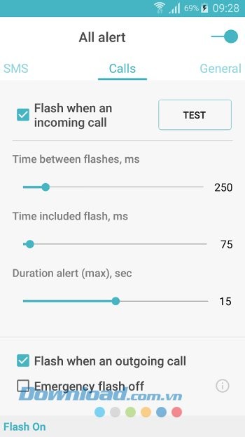 Thiết lập đèn Flash báo cuộc gọi đến với FlashOnCall