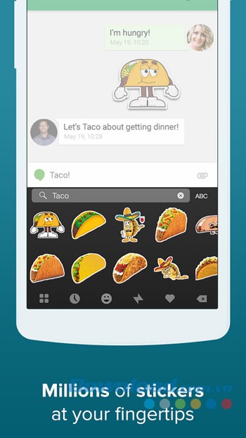 Hệ thống nhãn dán phong phú của Fleksy + GIF Keyboard