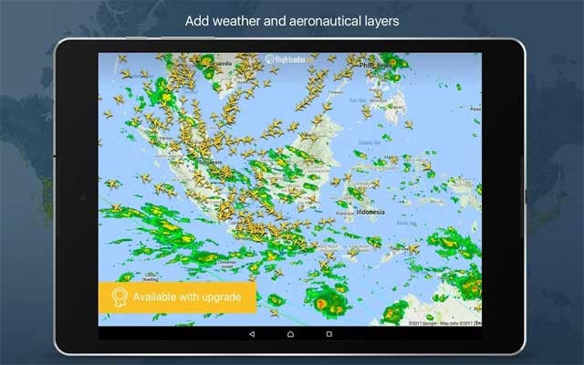 Flightradar24 cung cấp thông tin về tình hình thời tiết của chuyến bay