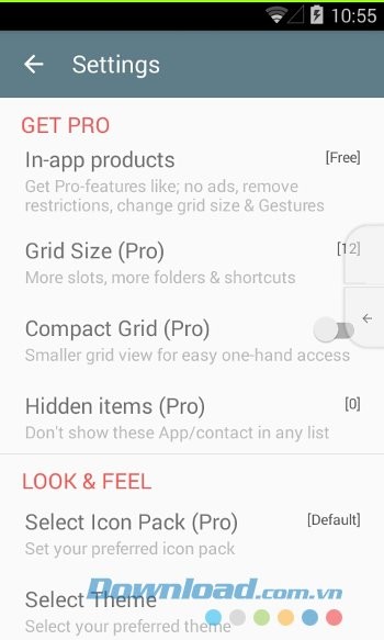 Các cài đặt của Floatoo