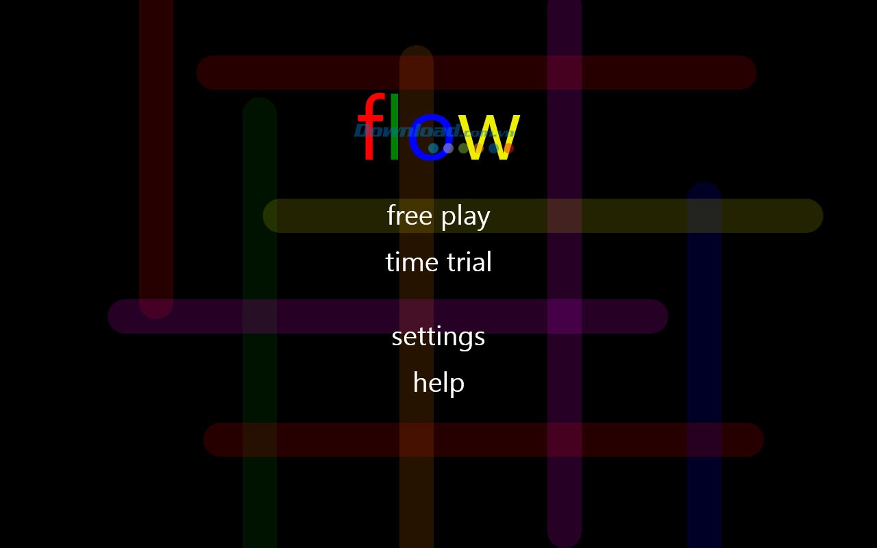 Danh mục tùy chọn xuất hiện sau khi mở game Flow Free