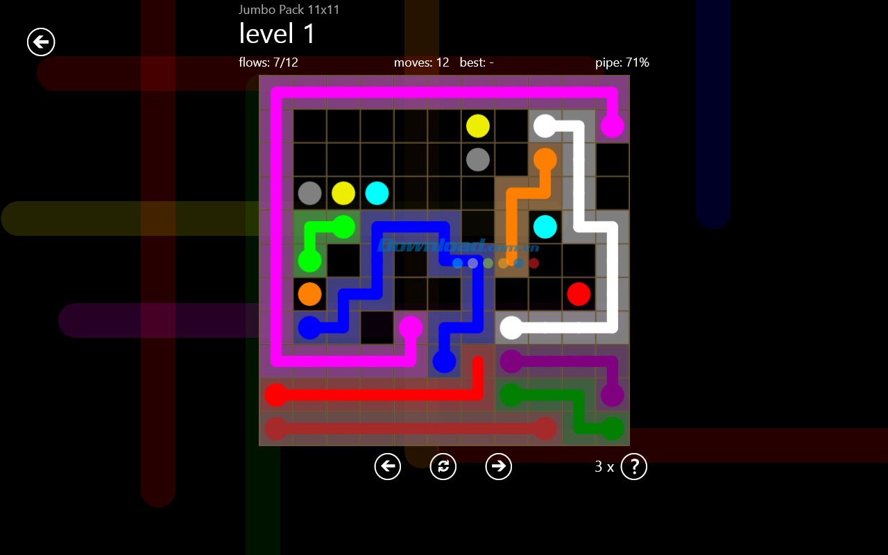 Hãy tránh để các đường nối không chồng chéo nhau trong Flow Free