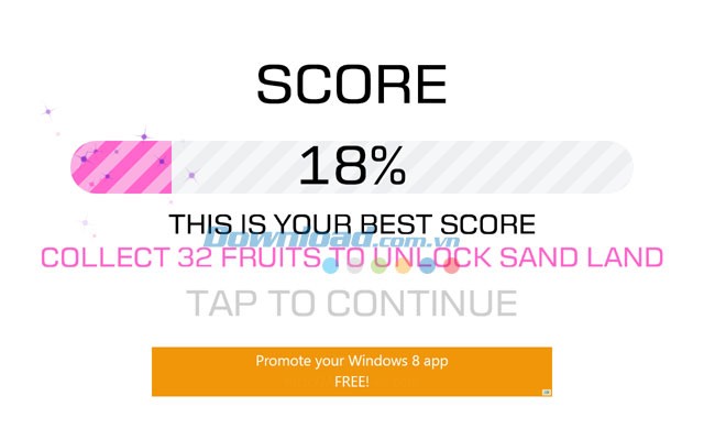 Fly or die thông báo điểm số cho người chơi