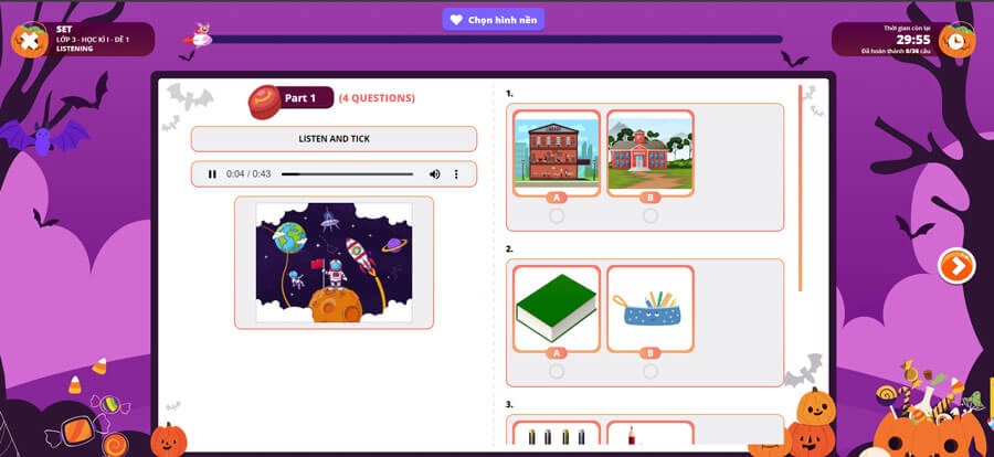Các bài thi trên Phòng thi ảo đều bám sát cấu trúc đề thi thực tế