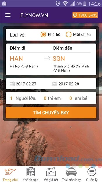 Giao diện chính Flynow