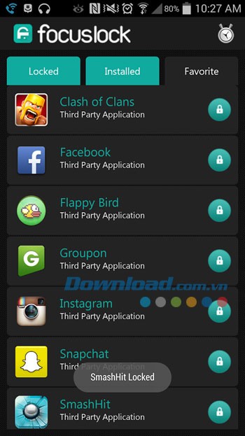 Giao diện khóa ứng dụng trong Focus Lock