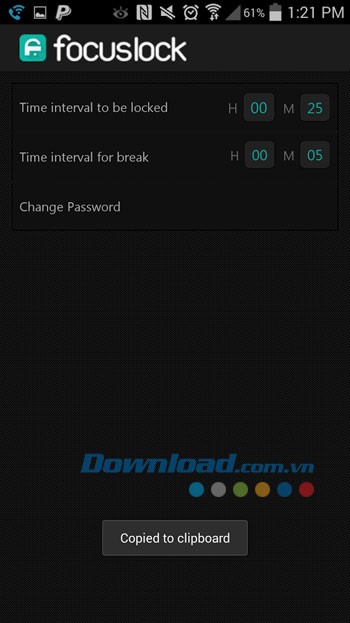 Giao diện cài đặt và khóa ứng dụng trong Focus Lock