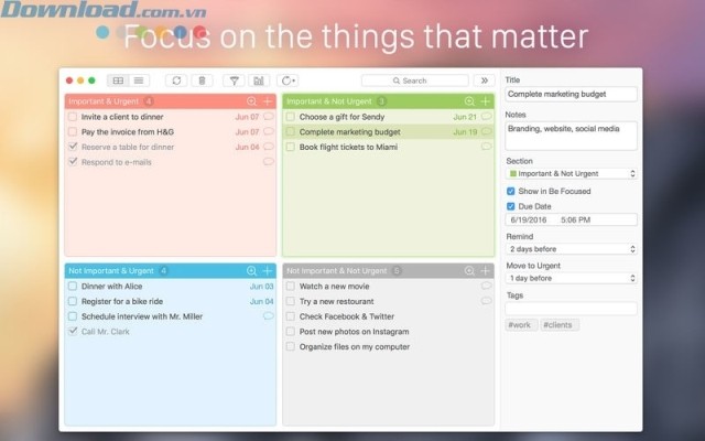 Tập trung vào các công việc quan trọng