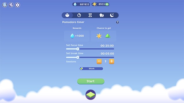 Focus Plant sử dụng đồng hồ đếm giờ Pomodoro để người dùng dễ dàng quản lý thời gian và cải thiện hiệu suất