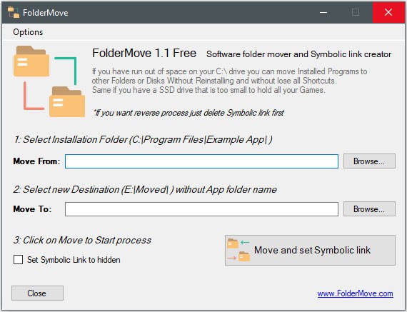 Giao diện FolderMove