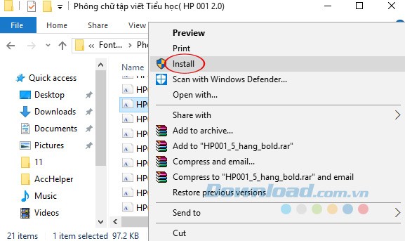 Cách cài font chữ tiếng Việt luyện viết