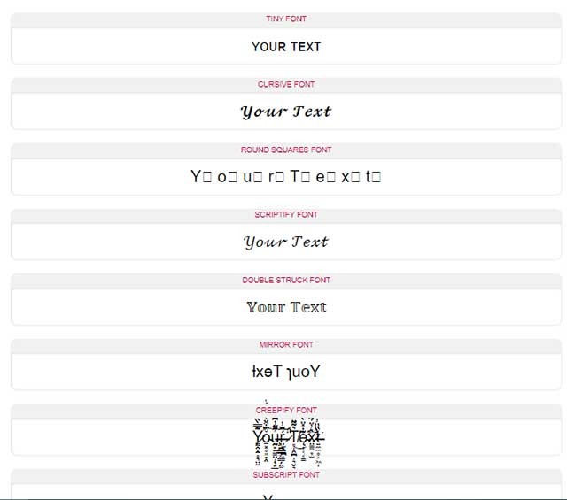 Font Generator Guru sẽ cung cấp nhiều biến thể của các phông chữ lạ mắt