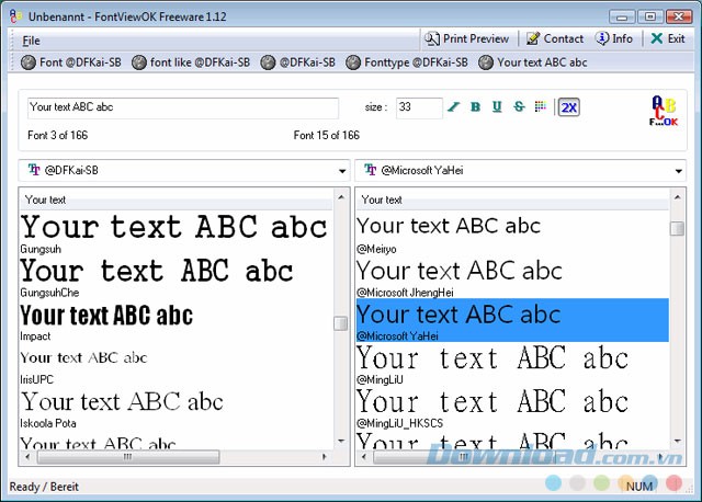 Hiển thị font chữ cài đặt với FontViewOK
