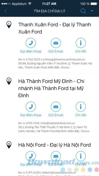 Tìm địa chỉ đại lý xe Ford