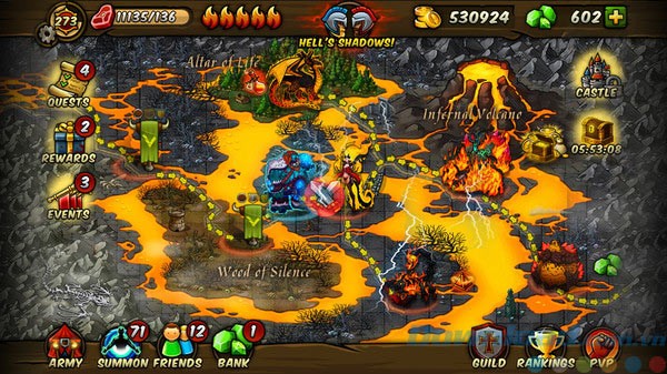 Bản đồ trong game Forge of Gods (RPG)