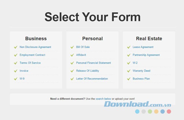 Lựa chọn mẫu cần dùng