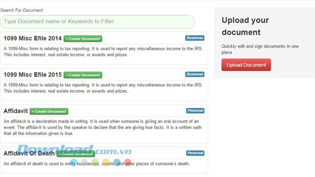 Kho mẫu với hơn 500 tài liệu