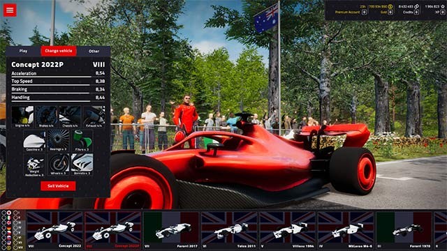 Tự do tùy chỉnh xe đua, tay đua và đường đua trong khi chơi Formula Evolution 2024 game