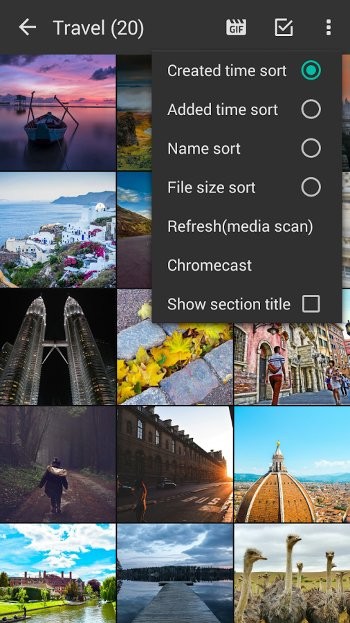 Các tùy chọn trên ảnh