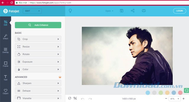 Giao diện FotoJet Photo Editing