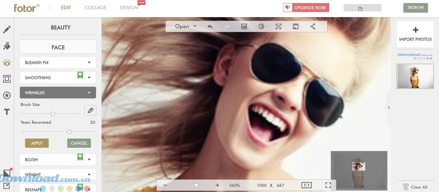 Công cụ phóng to khá lớn