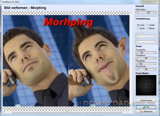 FotoWorks XL 2012 có nhiều hiệu ứng biến dạng ảnh vui nhộn