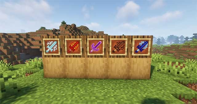 Bản Mod này sẽ thêm 4 thanh kiếm nguyên tố và một thanh kiếm đặc biệt