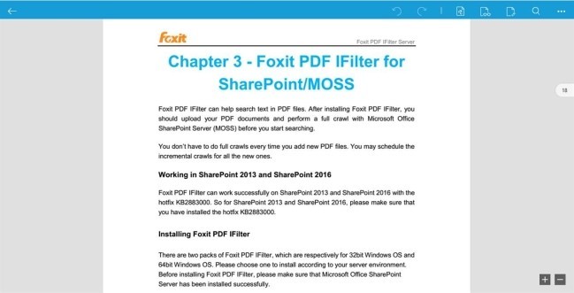 Giao diện đọc file PDF của Foxit MobilePDF