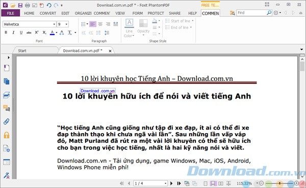 Tạo bình luận mới trong tài liệu PDF
