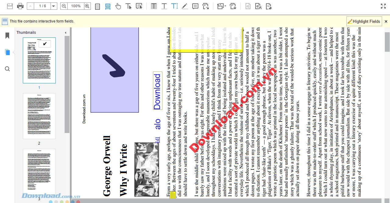 Tính năng xoay văn bản
