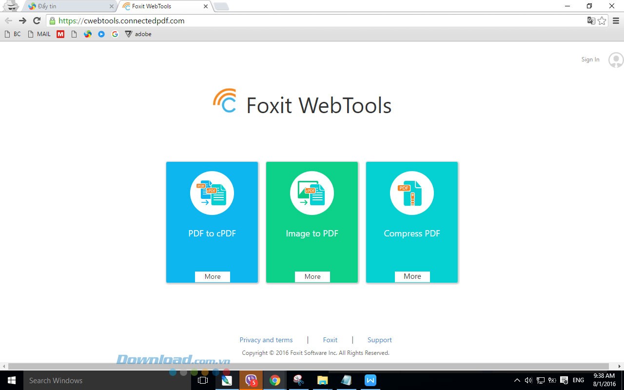 Giao diện Foxit WebTools