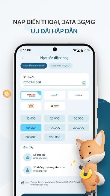 Nạp điện thoại, Data nhiều ưu đãi