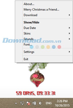 Các tùy chọn của Free Christmas Tree