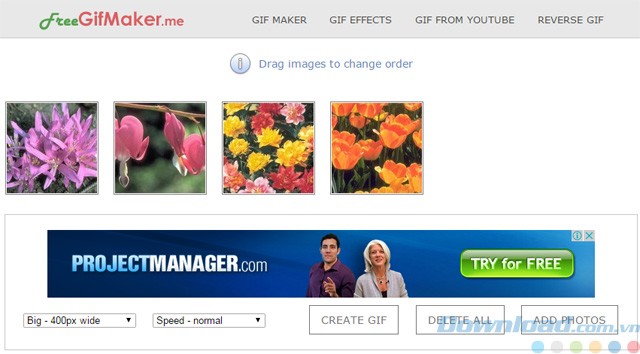 Tạo ảnh GIF với Free Gif Maker
