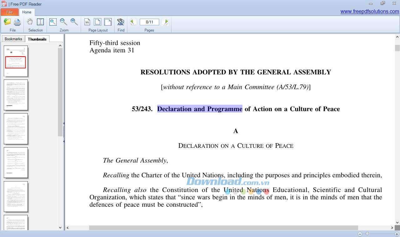 Giao diện chính của phần mềm đọc file PDF Free PDF Reader
